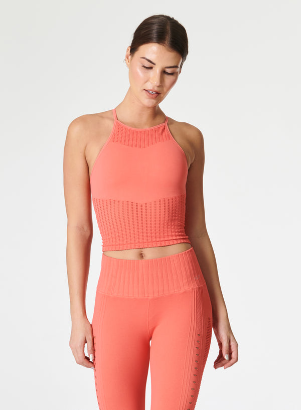 MESH UP CROP - CORAL